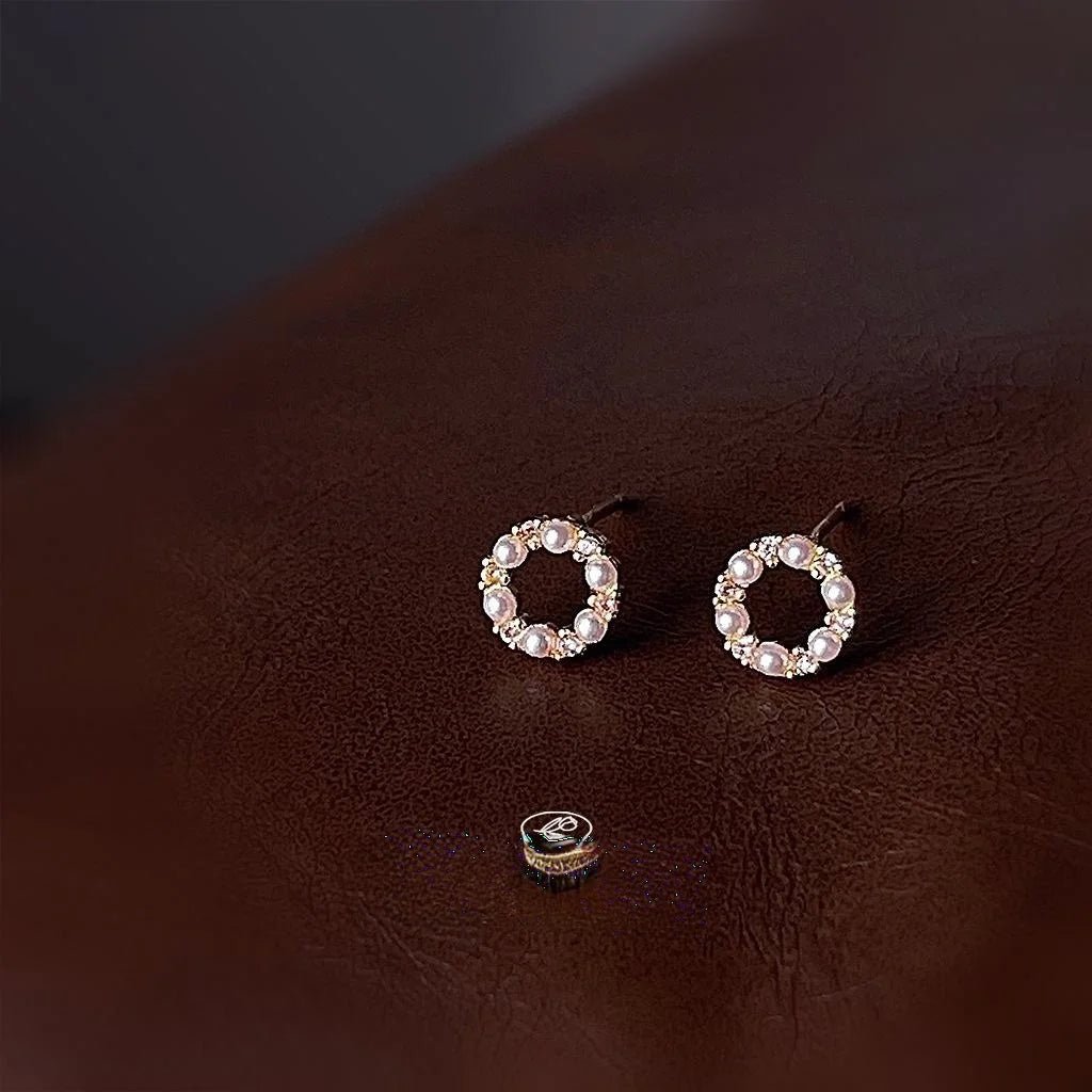 Mini Round Micro Pave Zircon 14K Plated Copper Stud Earrings For Minimalist Daily Wear