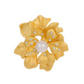 Elegant Gold Alloy Peony Flower Brooch With Pearl And Rhinestone Double Petals, 3D Lapel Pin Gift