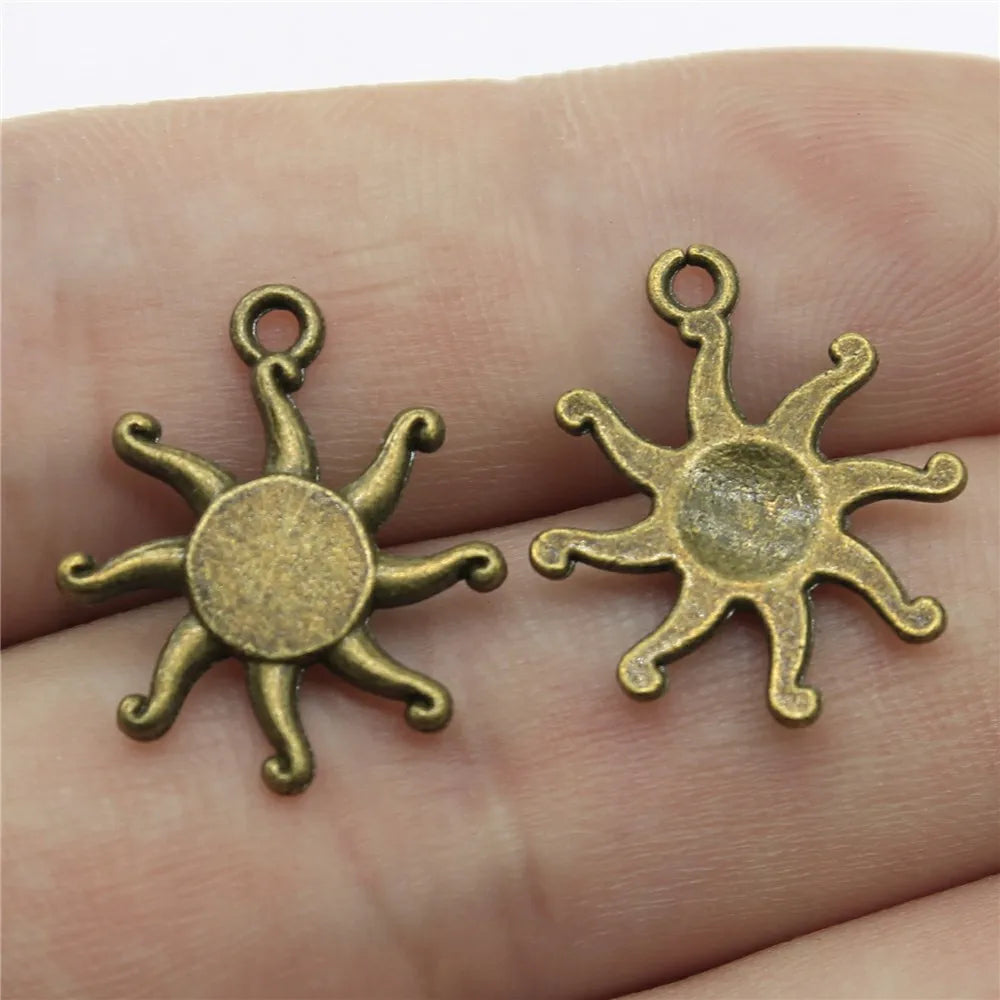 17mm 1g Zinc Alloy Sun Charm Pendant for Necklace Bracelet Earring DIY Jewelry Making