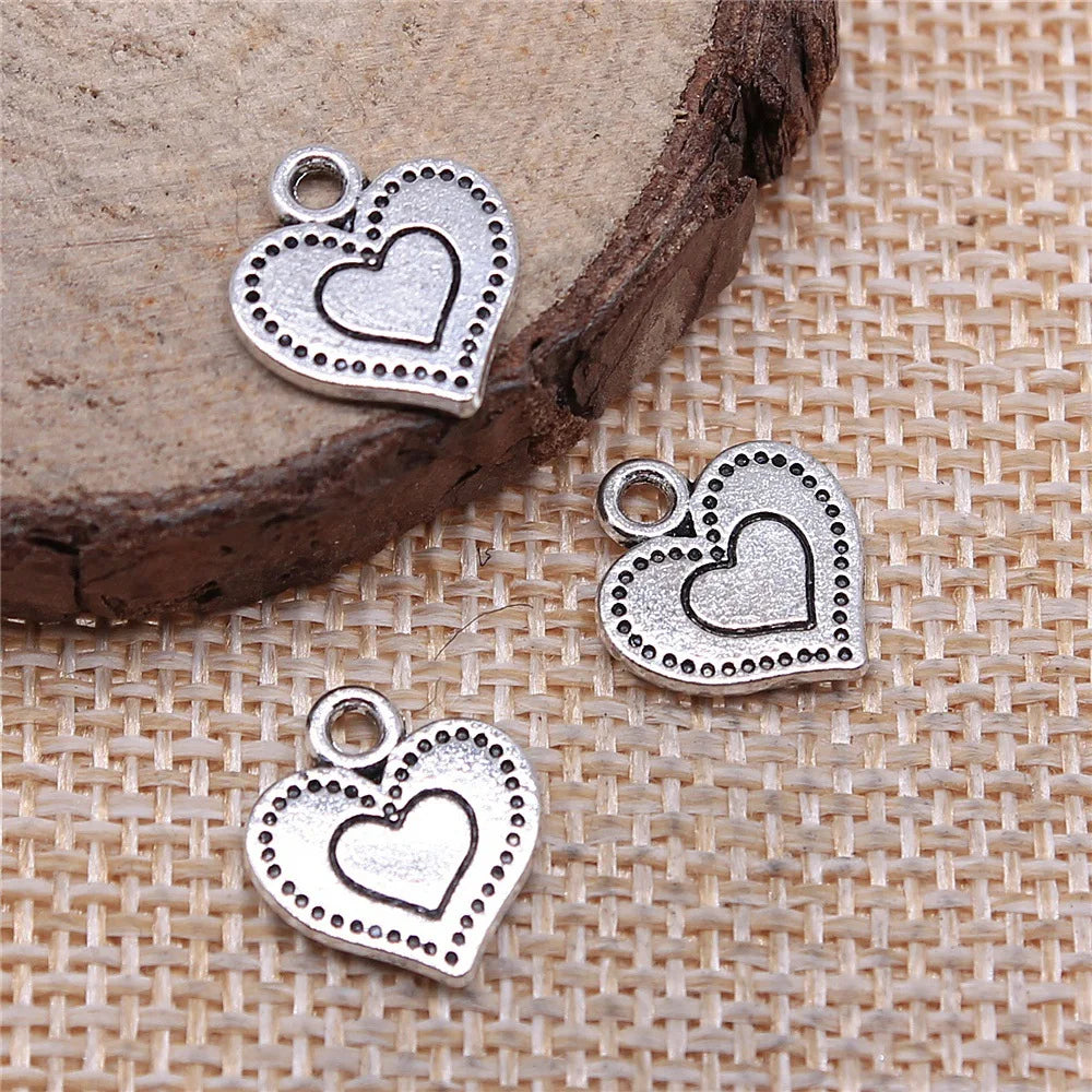 13x11mm 0.7g Multicolor Zinc Alloy Double Sided Small Heart Charm Pendant for DIY Jewelry Making