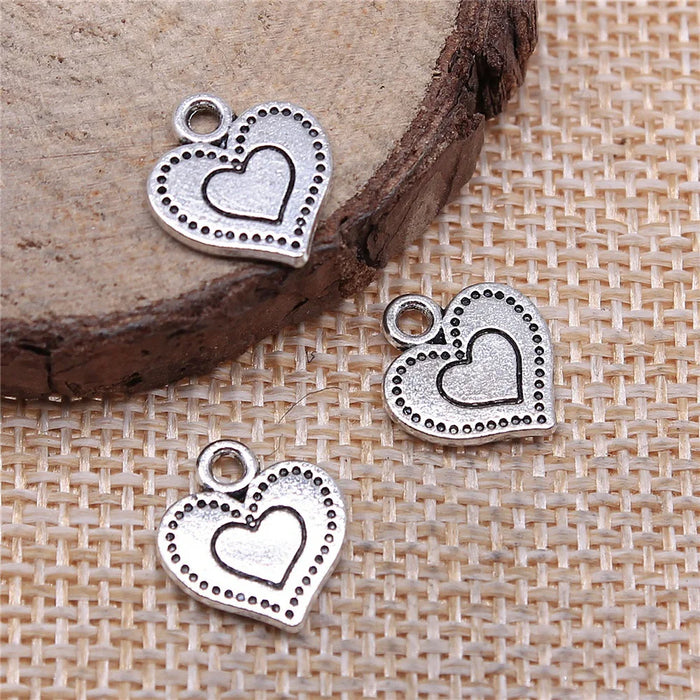13x11mm 0.7g Multicolor Zinc Alloy Double Sided Small Heart Charm Pendant for DIY Jewelry Making