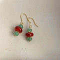 New Chinese Style Handmade Green Aventurine Natural Stone Geometric Round Drop Earrings