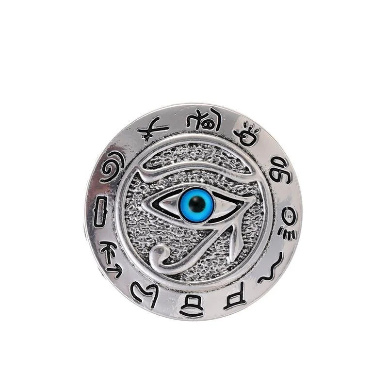 Vintage Egyptian Eye Of Horus Alloy Enamel Brooch, Punk Pharaoh Symbol Lapel Pin Suit Accessory Gift