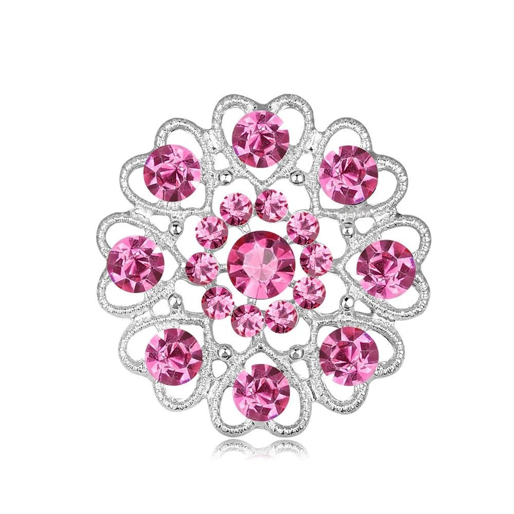 Elegant Hollow Heart Flower Rhinestone Alloy Brooch, Sparkling Lapel Pin Corsage Suit Accessory Gift