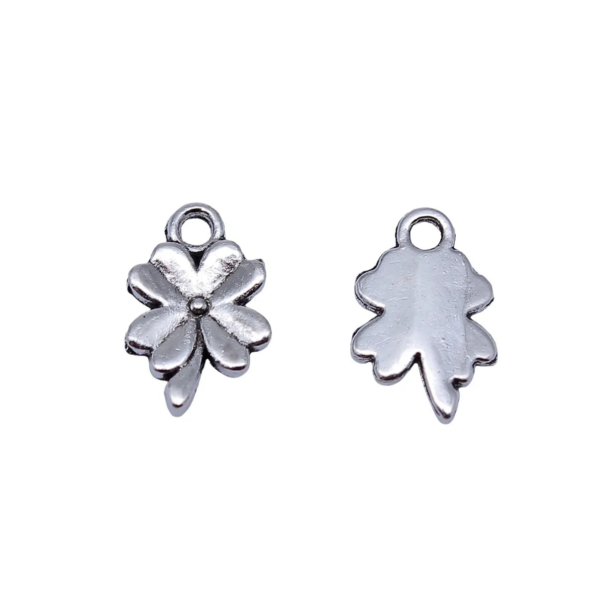 13x8.3mm 0.46g Antique Silver Zinc Alloy Four Leaf Clover Charm Pendant for DIY Bracelet Jewelry Making
