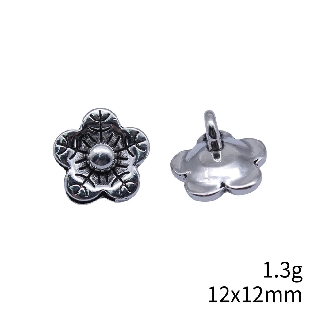 12x12mm 1.3g Antique Silver Zinc Alloy Flower Charm Pendant for DIY Necklace Bracelet Jewelry Making