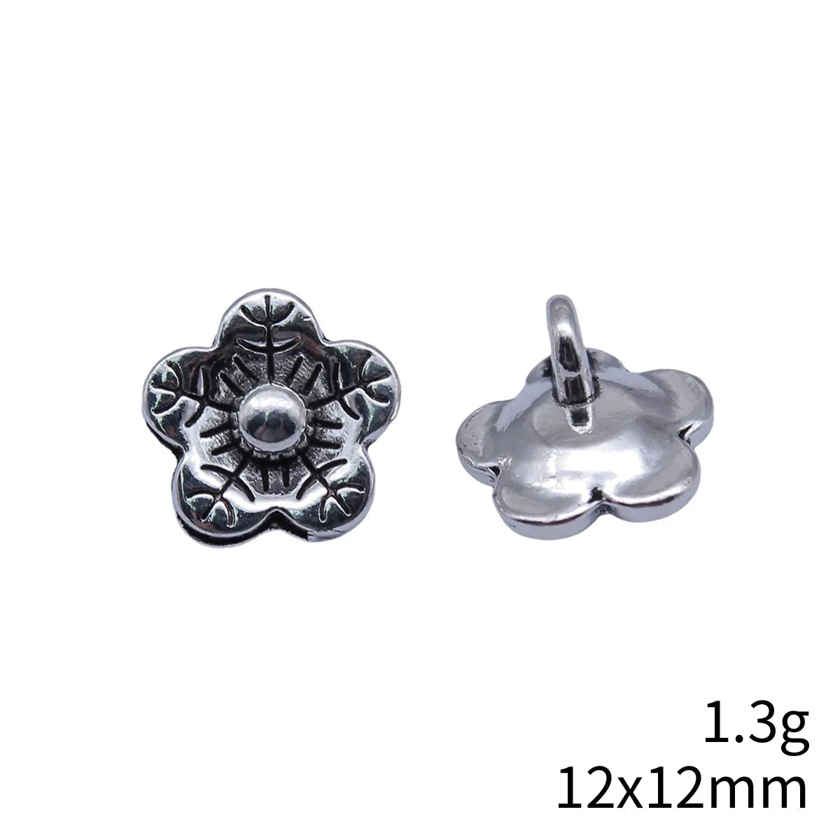 12x12mm 1.3g Antique Silver Zinc Alloy Flower Charm Pendant for DIY Necklace Bracelet Jewelry Making