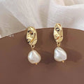 French Irregular Baroque Freshwater Pearl 14K Plated Copper Stud Earrings