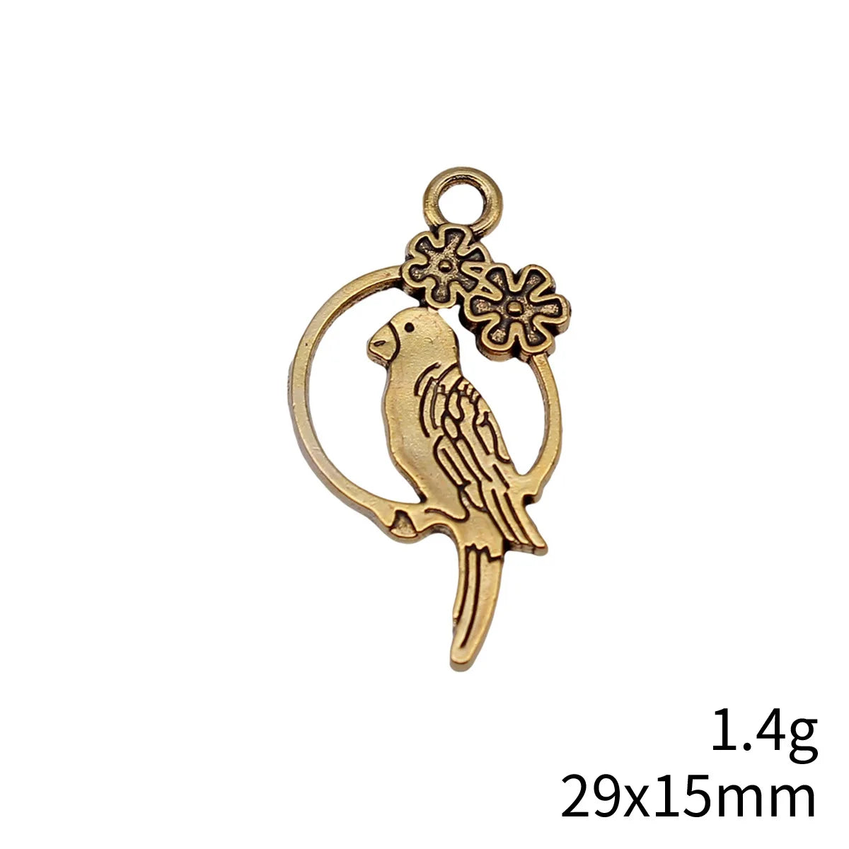 29x15mm 1.4g Multicolor Zinc Alloy Flower Bird Double Sided Charm Pendant for DIY Necklace Bracelet Jewelry Making
