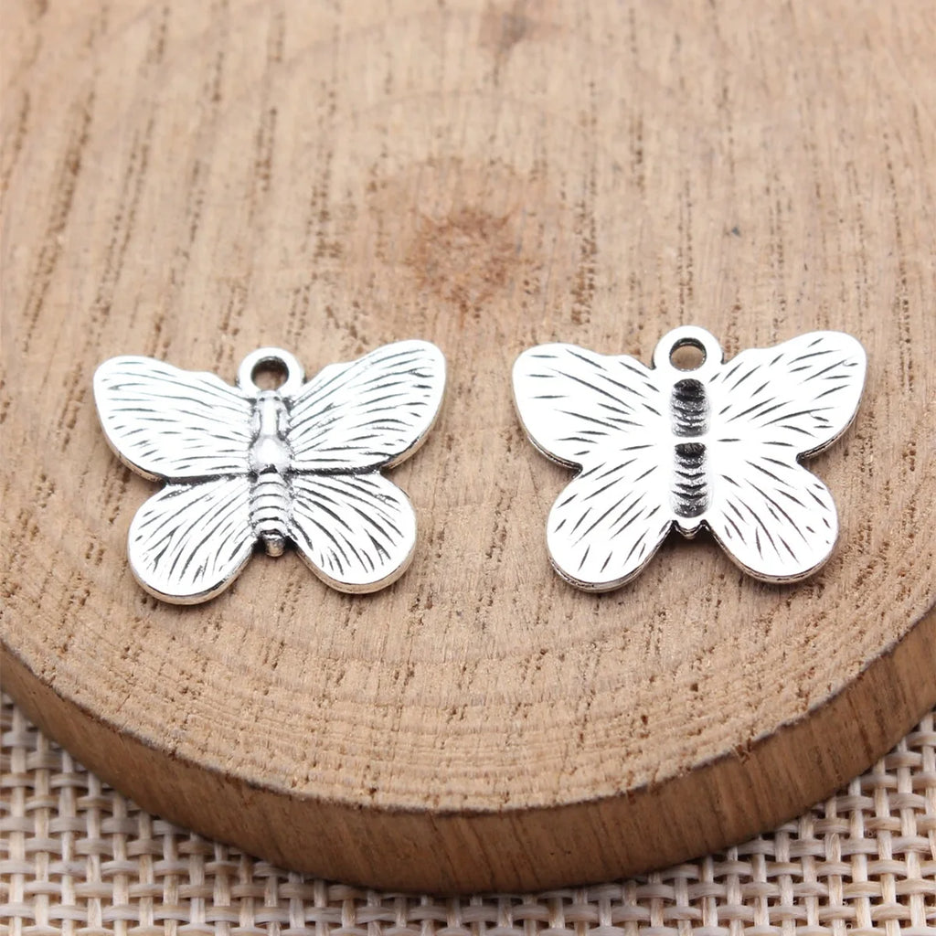 19x15mm 1.25g Antique Silver Zinc Alloy Butterfly Charm Pendant for DIY Necklace Bracelet Jewelry Making