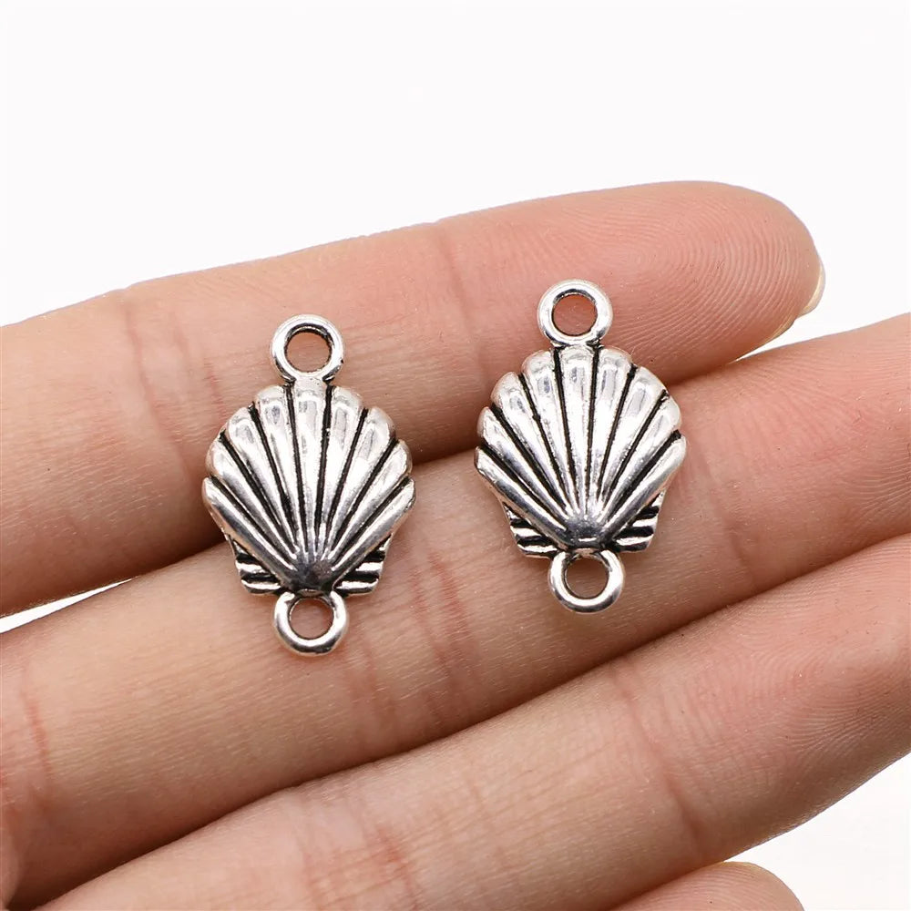 23x14mm 3g Antique Silver Zinc Alloy Shell Connector Charm for Bracelet Necklace Jewelry Making
