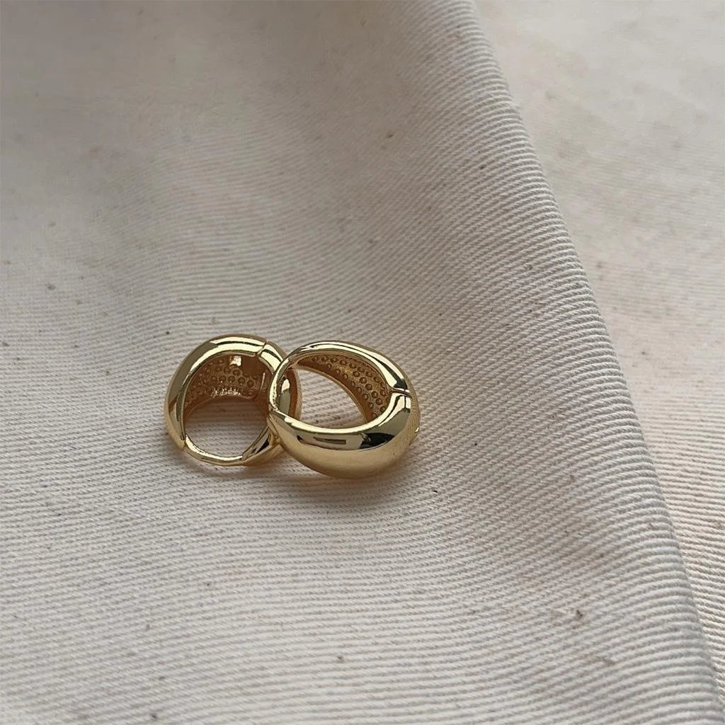18K Gold Plated Copper Geometric Teardrop Stud Earrings Minimalist Luxury Everyday Jewelry