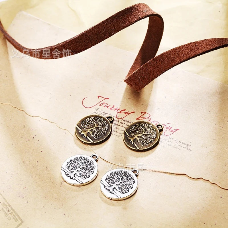 17MM Antique Silver Zinc Alloy Tree Of Life Charm Pendant for DIY Necklace Bracelet Jewelry Making