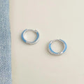 Elegant Blue Cream Copper Geometric Hoop Drop Earrings For Women Versatile Commuter Jewelry