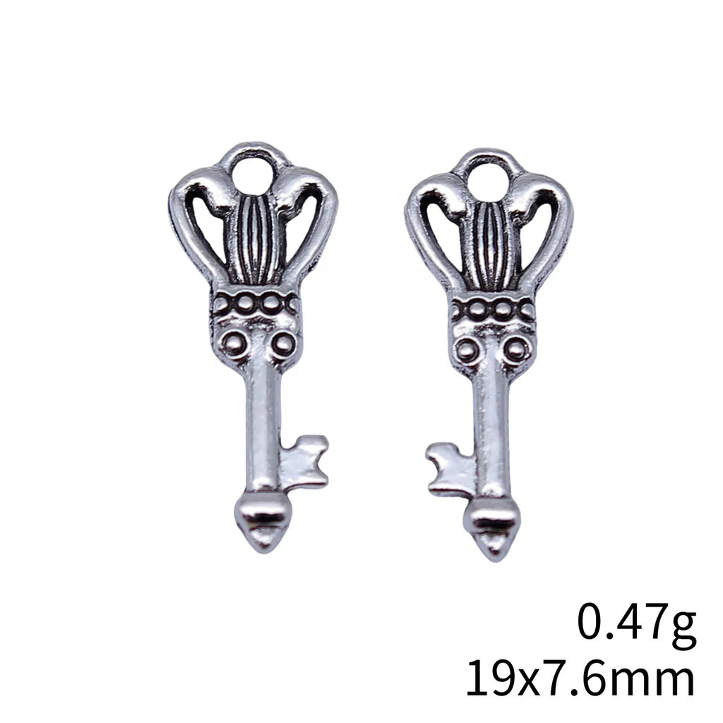 19x7.6mm 0.47g Multicolor Zinc Alloy Small Key Charm Pendant for Necklace Bracelet DIY Jewelry