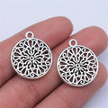 21x21mm 2.2g Antique Silver Zinc Alloy Hollow Round Charm Pendant for DIY Necklace Bracelet Making
