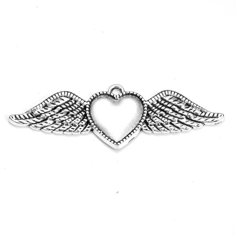 54x18MM Zinc Alloy Wing Heart Charm Pendant for DIY Necklace Bracelet Jewelry Making