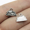 14x10mm 0.7g Antique Silver Zinc Alloy I Love to Cheer Charm Pendant for Sports Jewelry Making