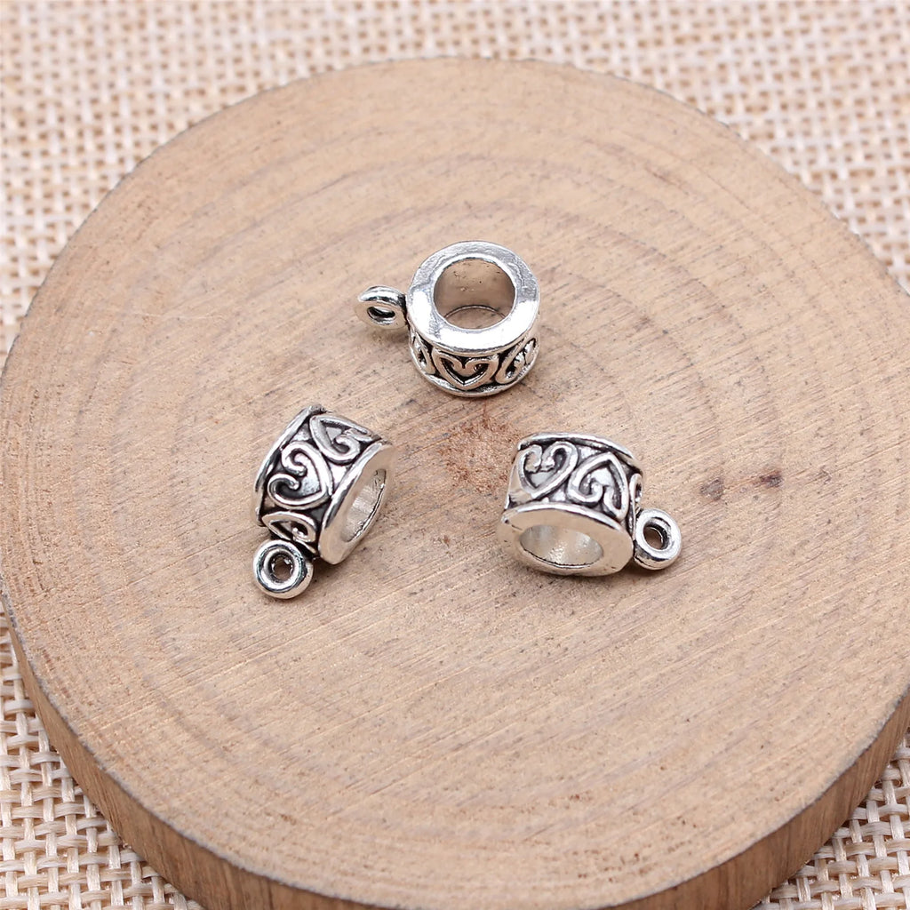 12.5x8.8x6mm 1.5g Antique Silver Zinc Alloy Heart Pendant Bail Connector for DIY Necklace Bracelet Making