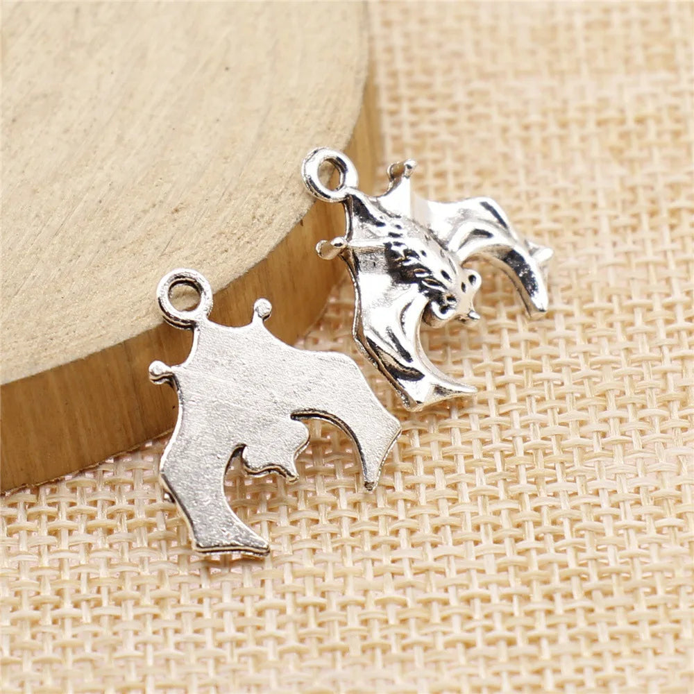 20x17mm 1.7g Multicolor Zinc Alloy Upside Down Bat Charm Pendant for DIY Halloween Jewelry Making