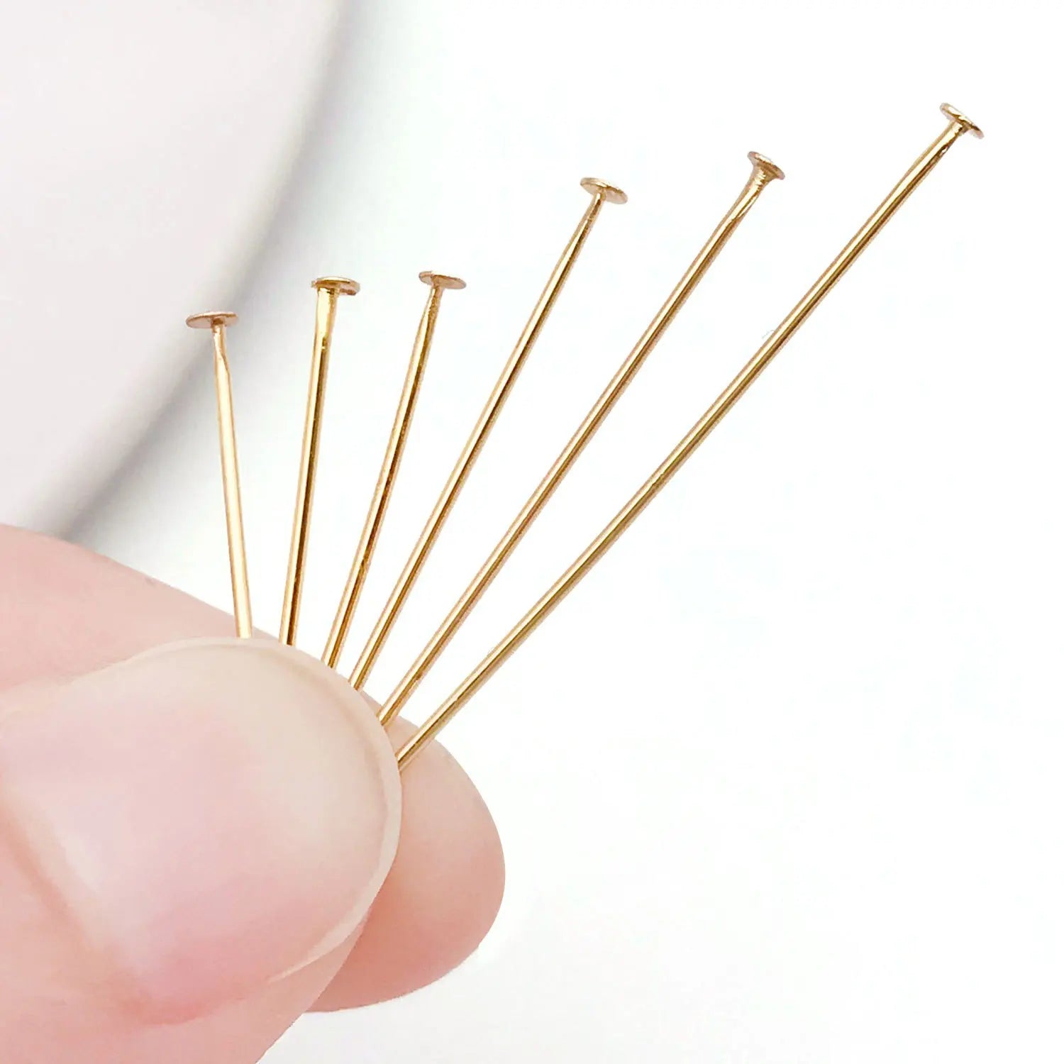 18K Gold Plated Copper Eye Pins and Head Pins for Beading Bracelet Necklace Jewelry Making