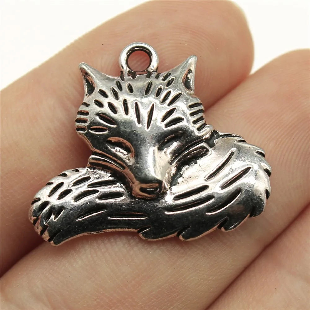24x28mm 7.8g Multi Color Zinc Alloy Fox Charm Pendant for DIY Necklace Bracelet Making