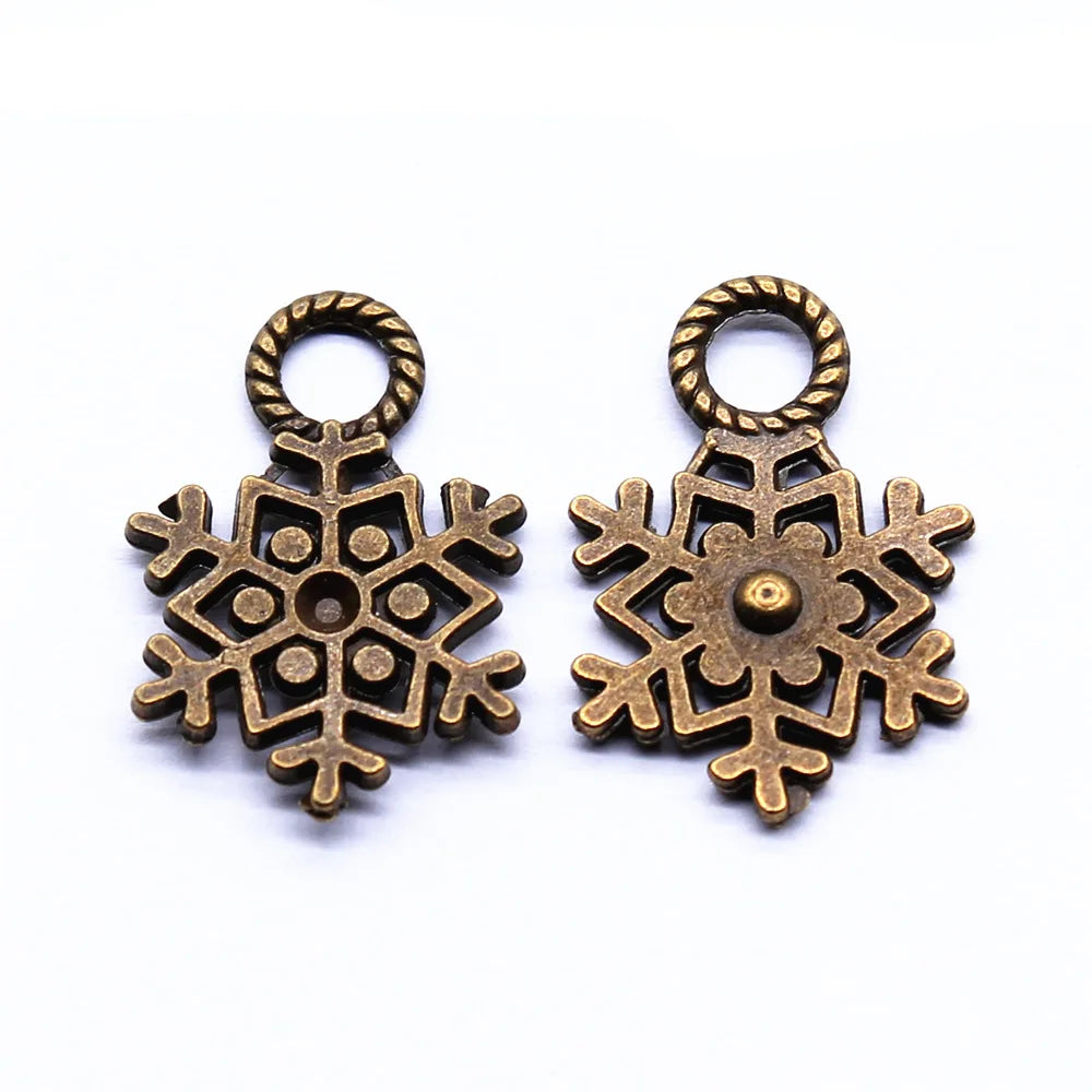 21x14mm 1.2g Multicolor Zinc Alloy Snowflake Charm Pendant for DIY Christmas Jewelry Making
