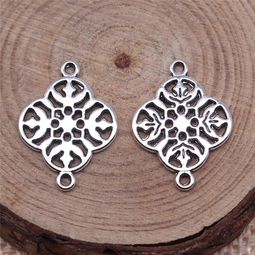 20x15mm 1g Multi Color Zinc Alloy Hollow Flower Connector Charm for DIY Bracelet Necklace Making
