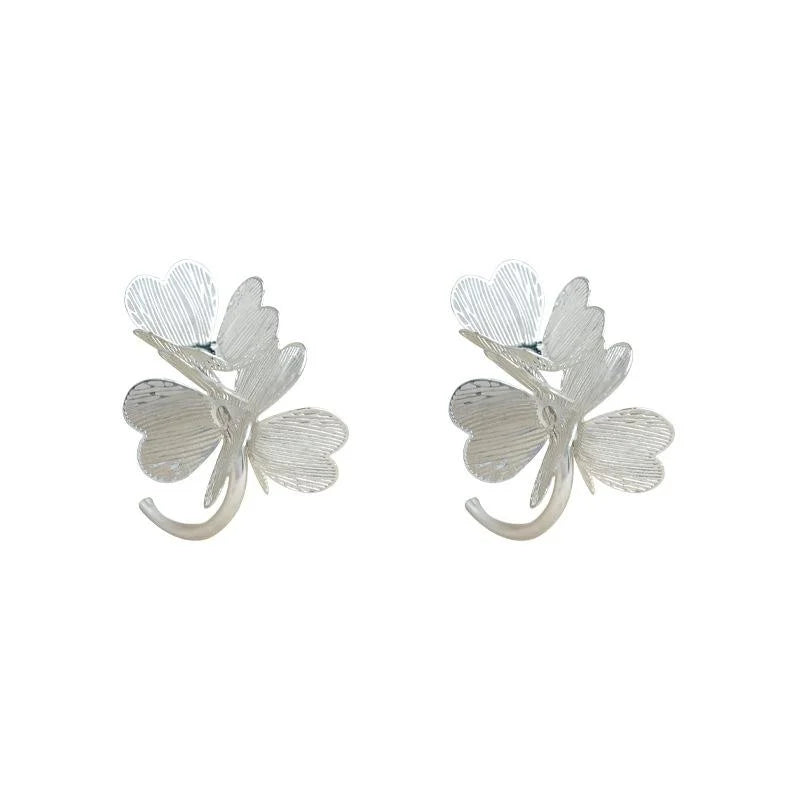 Vacation Style Hollow 3D Geometric Flower Copper Drop Earrings