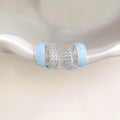 Fresh Blue Micro Pave Zircon Geometric Enamel Copper Stud Earrings For Women