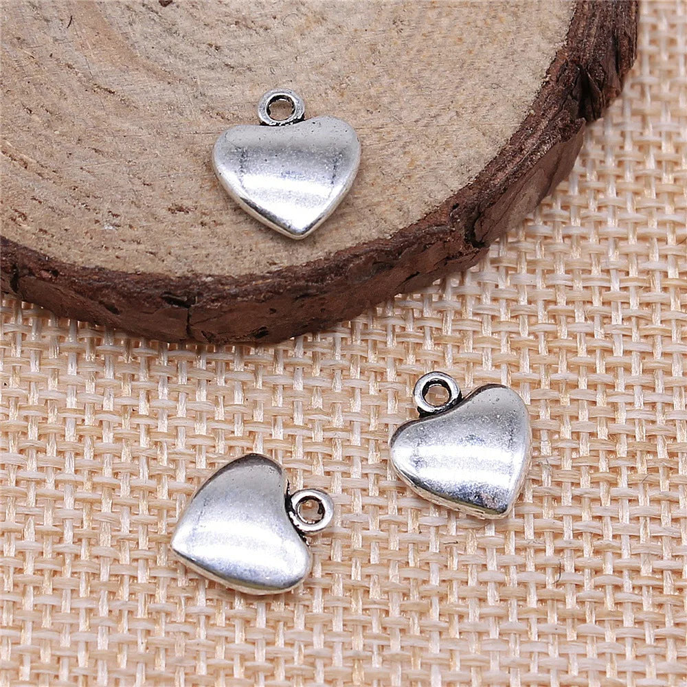 12x10mm 1g Antique Silver Zinc Alloy Heart Charm Pendant for DIY Vintage Jewelry Making