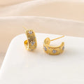 Unique Two Tone C Hoop Alloy Rhinestone Spiral Disc Stud & Clip On No Piercing Luxury Earrings