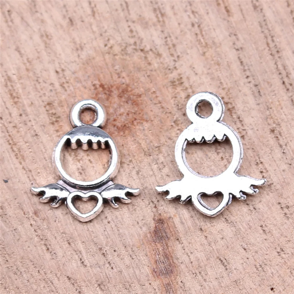13x12mm 0.45g Antique Silver Zinc Alloy Angel Figure Charm Pendant for DIY Necklace Bracelet Making