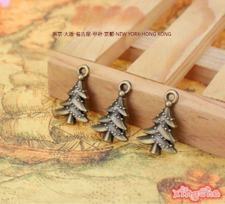 21x14MM Zinc Alloy Christmas Tree Charm Pendant for DIY Necklace Bracelet Jewelry Making