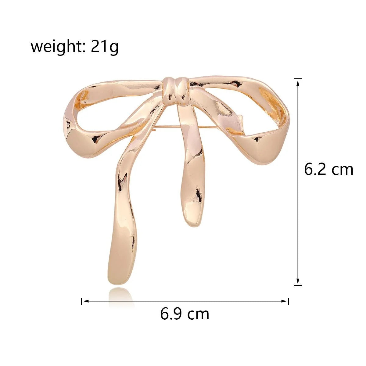 Elegant Polished Gold Alloy Bow Brooch For Women, Smooth Ribbon Lapel Pin Corsage Suit Accessory Gift