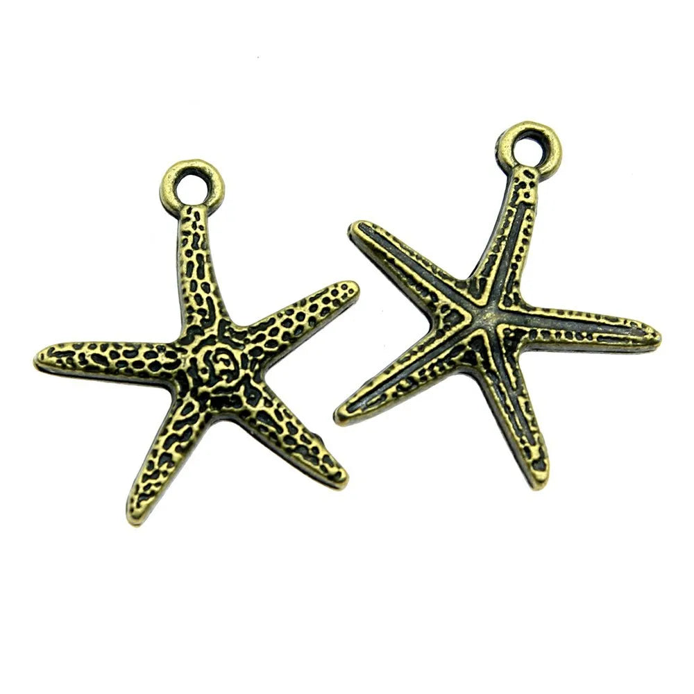 20x18mm 1.2g Multicolor Zinc Alloy Starfish Charm Pendant for Ocean Theme Jewelry Making