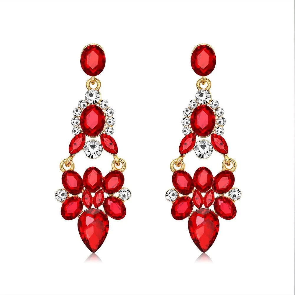 Elegant Bridal Green Glass Crystal Rhinestone Alloy Chandelier Tassel Earrings For Wedding Party Gift