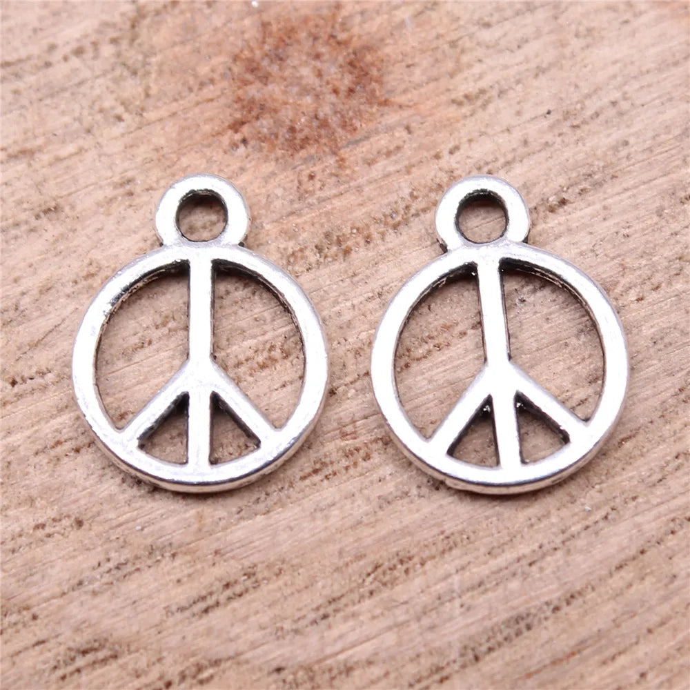 13x10mm 0.4g Antique Silver Zinc Alloy Peace Symbol Charm Pendant for DIY Necklace Bracelet Making