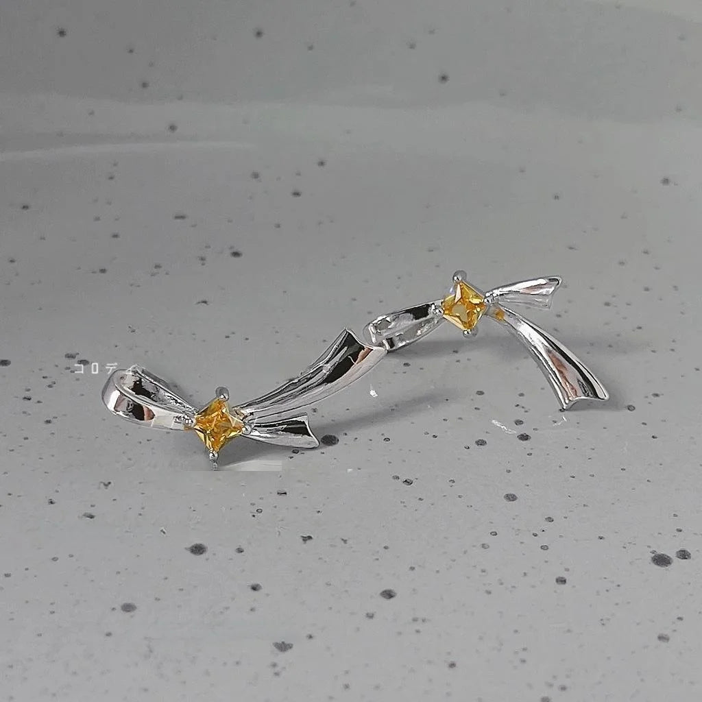Sweet Cool Silver Bow Stud Earrings Copper Micro Pave Zircon Fashion Jewelry