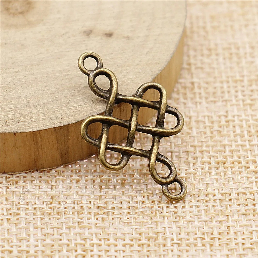 31x18mm 1.2g Multicolor Zinc Alloy Chinese Knot Connector Charm for DIY Bracelet Jewelry Making