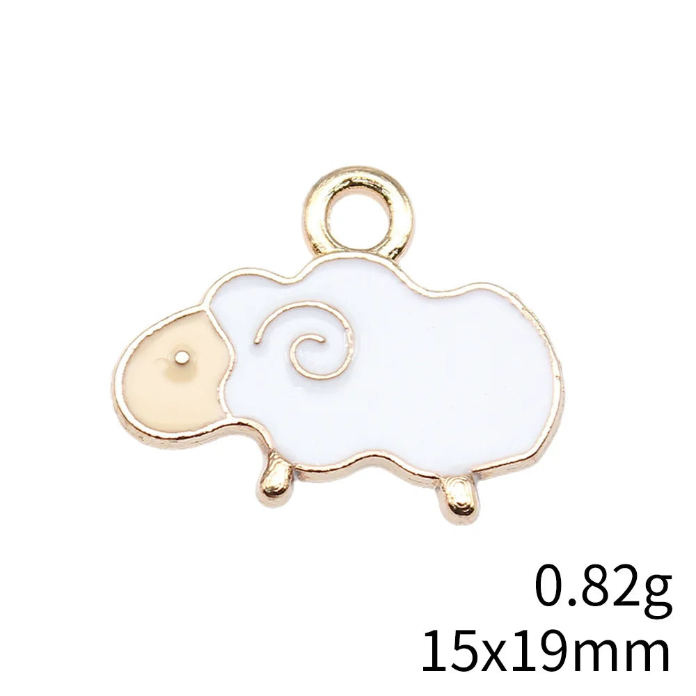15x19mm 0.82g Multicolor Zinc Alloy Cartoon Sheep Charm Pendant for Necklace Bracelet Keychain DIY
