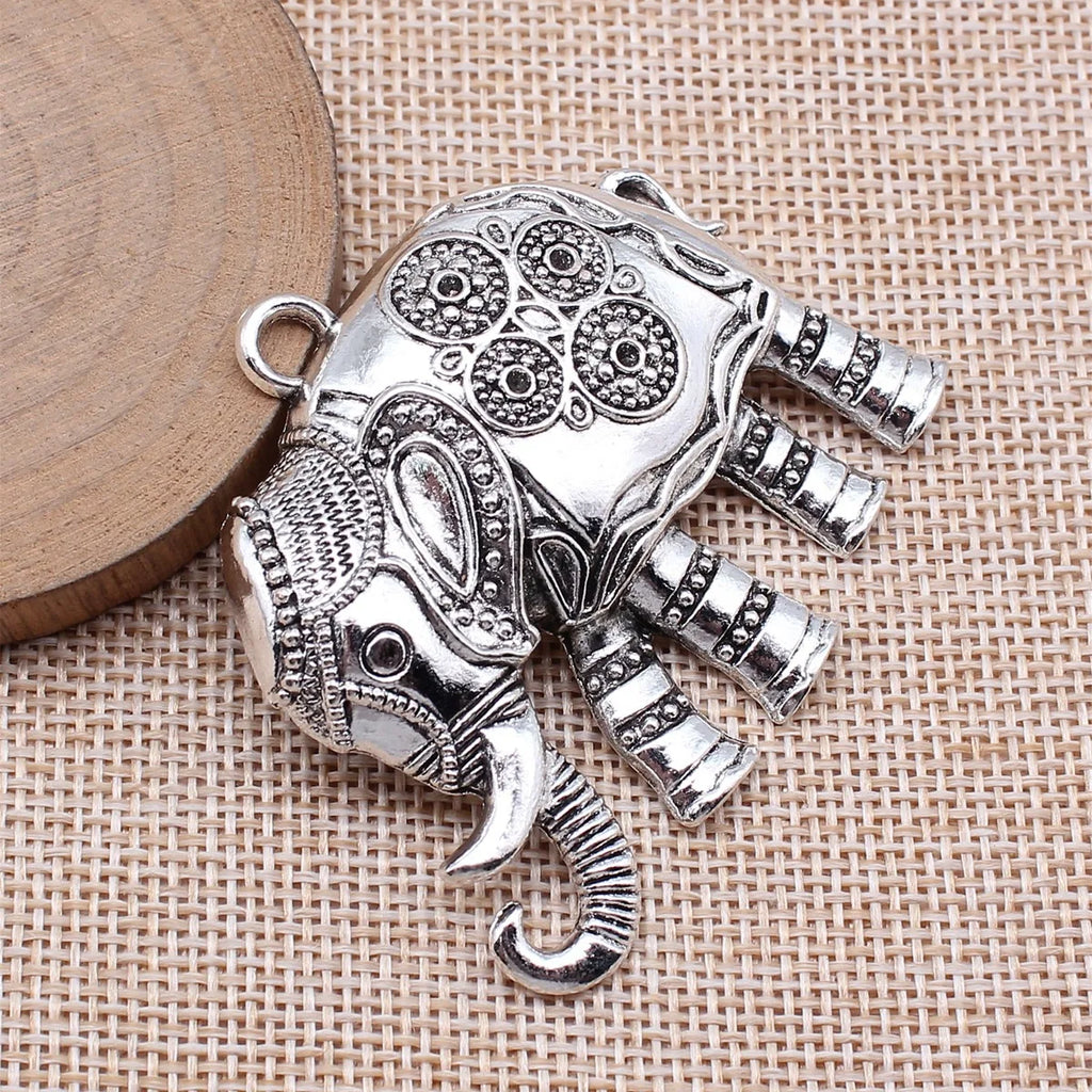 57x49mm 15.1g Antique Silver Zinc Alloy Elephant Charm Pendant for DIY Necklace Jewelry Making