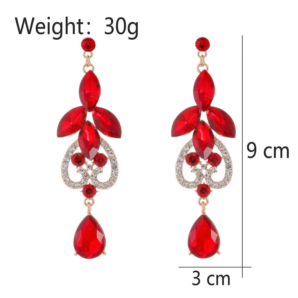 Luxury Crystal Rhinestone Drop Earrings For Women, Elegant Bridal Wedding Banquet Party Dress Jewelry