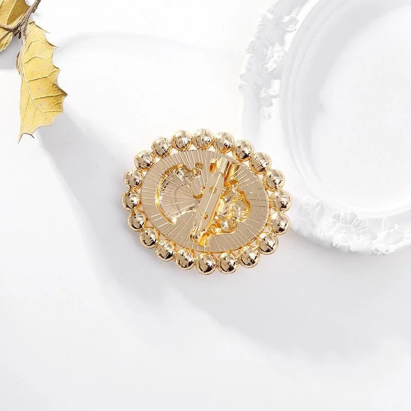 Vintage Baroque Lady Cameo Brooch With Faux Pearl And Enamel Frame, Elegant Lapel Pin Suit Accessory Gift