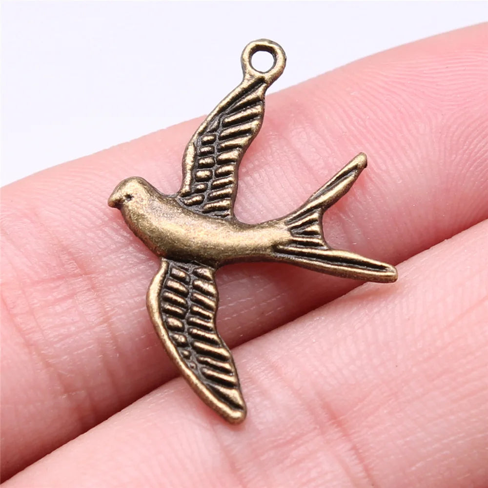 29x21mm 1.2g Multicolor Zinc Alloy Bird Charm Pendant for DIY Bracelet Necklace Jewelry Making