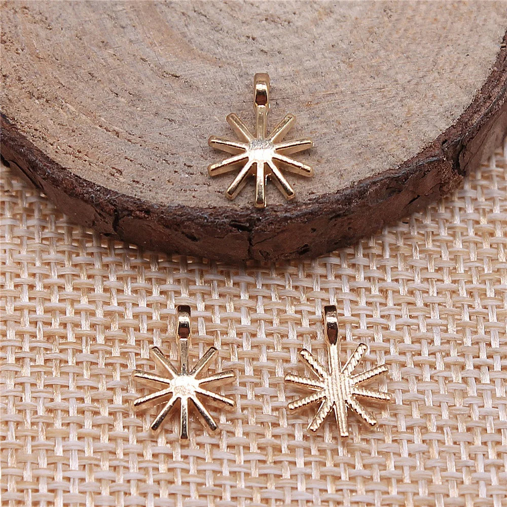 10x13mm 0.4g Multicolor Zinc Alloy Snowflake Charm Pendant for DIY Christmas Jewelry Making