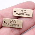 24x10mm 2.76g Antique Bronze Zinc Alloy No Excuses Word Tag Charm Pendant for DIY Necklace Bracelet