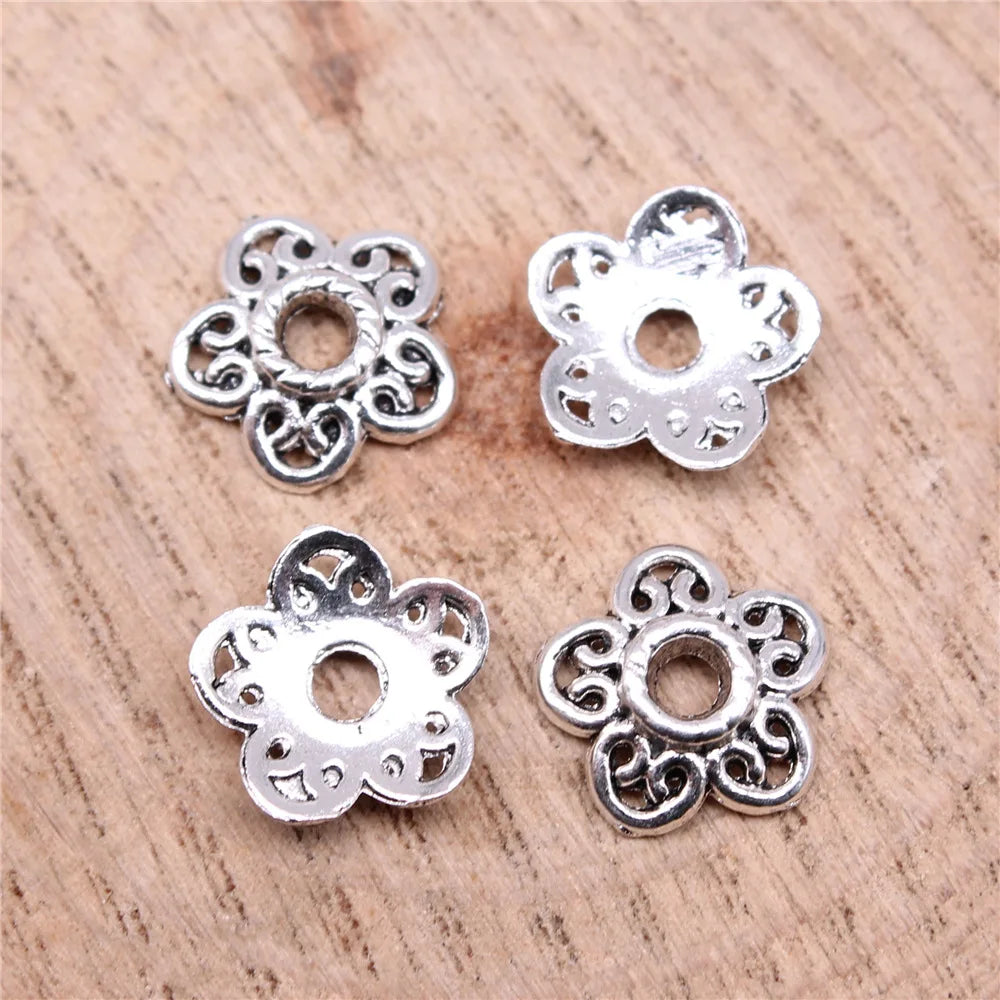 11x11x3mm 0.5g Multicolor Zinc Alloy Flower Bead Cap Jewelry Findings for DIY Bracelet Necklace Making