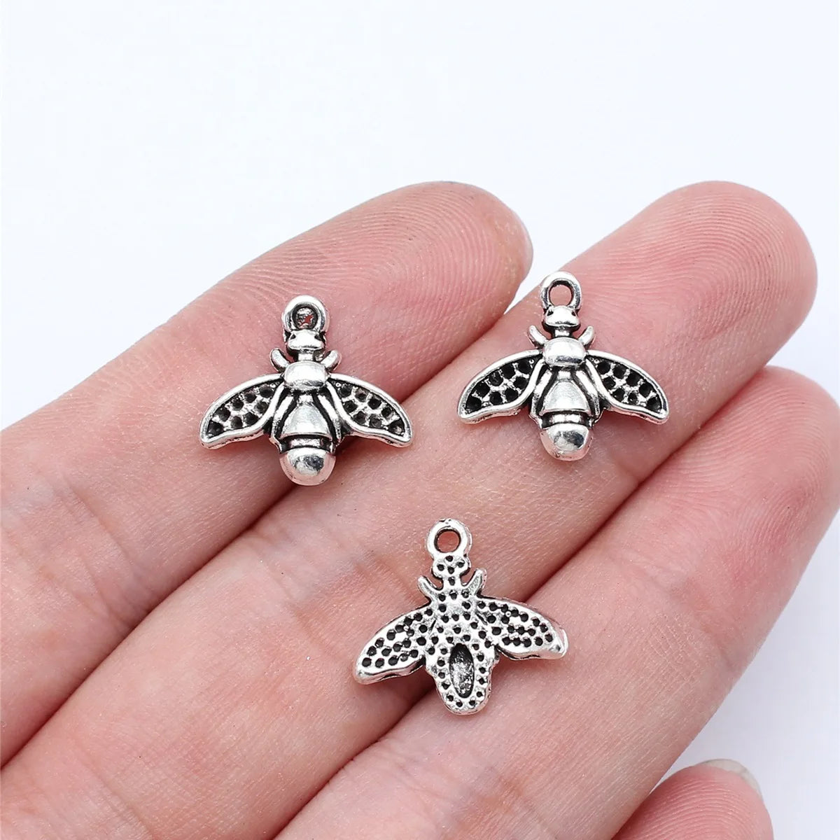 14x16mm 0.7g Antique Silver Zinc Alloy Bee Charm Pendant for DIY Necklace Bracelet Jewelry Making