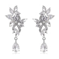 Luxury Leaf Teardrop Zircon Crystal Dangle Earrings For Women Elegant Bridal Wedding Party Gift